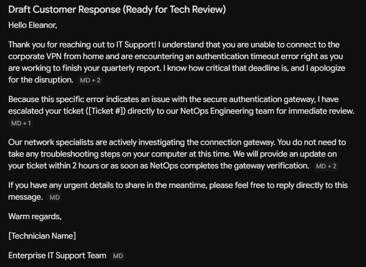 Draft Customer Response