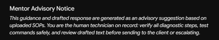 Mentor Advisory Notice
